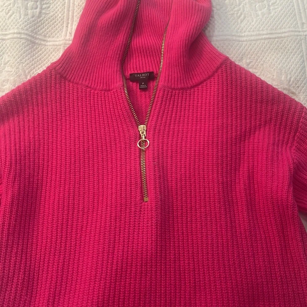 Talbots Petite P pink cotton knit sweater EUC. No stains or piling. - Picture 3 of 4